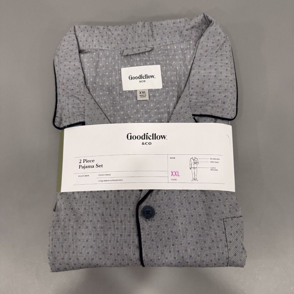Goodfellow & Company Men's XXL Gray Cotton Blend Two Piece Pajama Set NEW